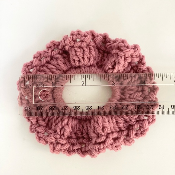 Hair Scrunchies Hand Crafted Crochet Boho Blue Rose Messy Bun - Picture 3 of 10